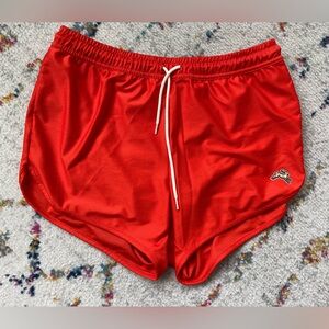 Tracksmith men’s van Cortlandt running shorts, small, flame colorway